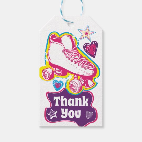 Roller Skate Birthday Party Thank You Favor Tags | Zazzle.com