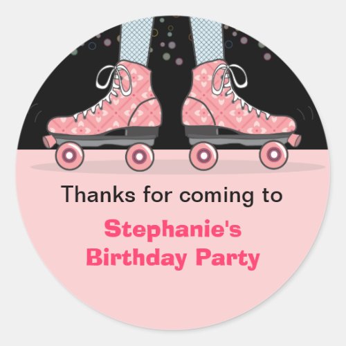 Roller Skate Birthday Party Thank You Sticker