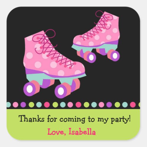 Roller Skate Birthday Thank you Favor Stickers