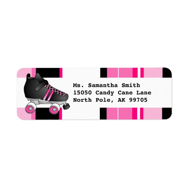 Roller Skate Black and Pink Return Address Label (Front)