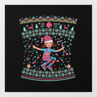 Roller Skate Christmas Girl Floor Decals