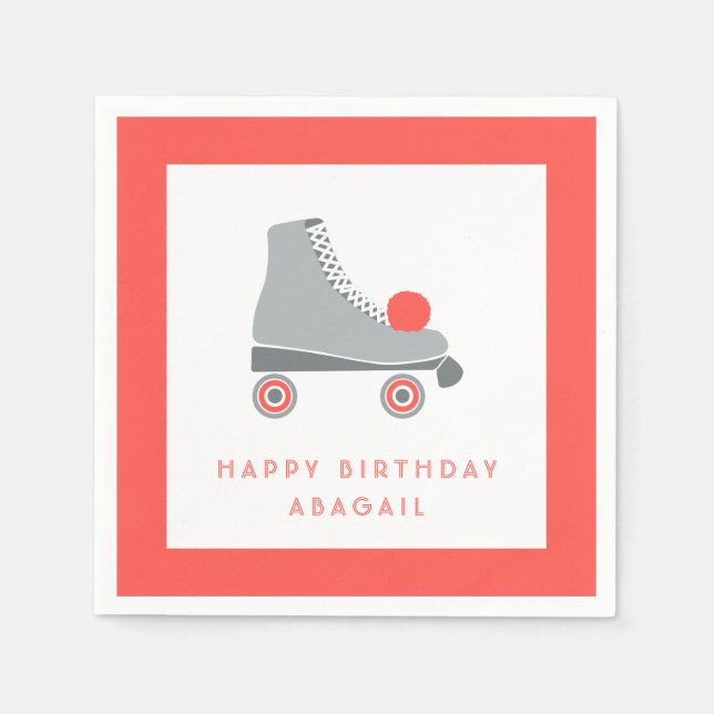 Roller Skate - Coral Napkins (Front)