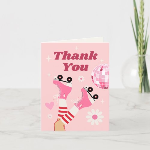 Roller Skate Disco Birthday Party Thank You Card