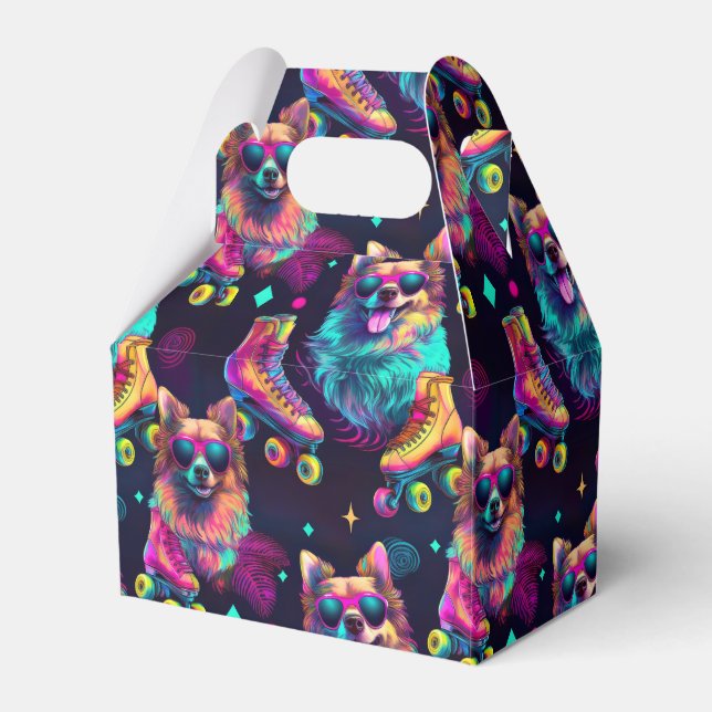 Roller Skate Disco Dog Favor Boxes (Front Side)