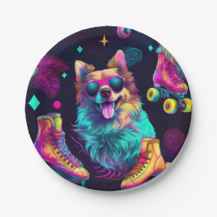Roller Skate Disco Dog Paper Plates