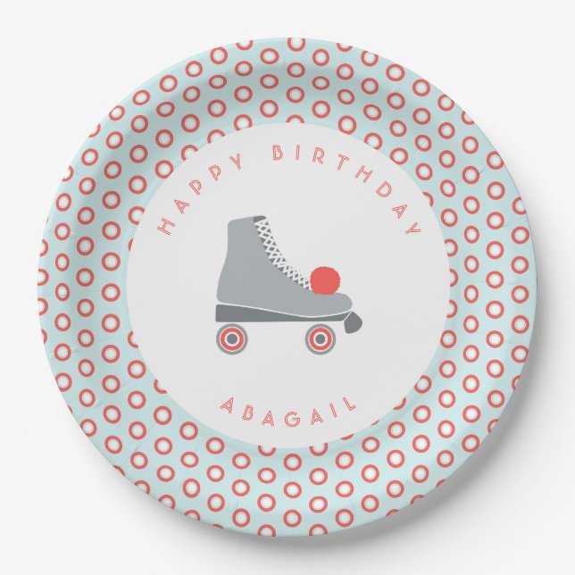 Roller Skate Dot Paper Plates (Front)