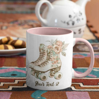Roller Skate Floral Watercolor Vintage Gift Mug