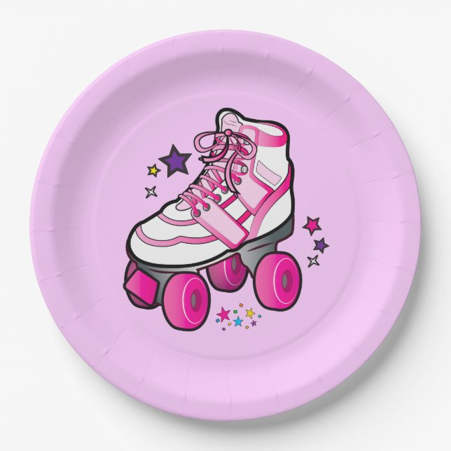 Roller Skate Girl Paper Plates (Front)