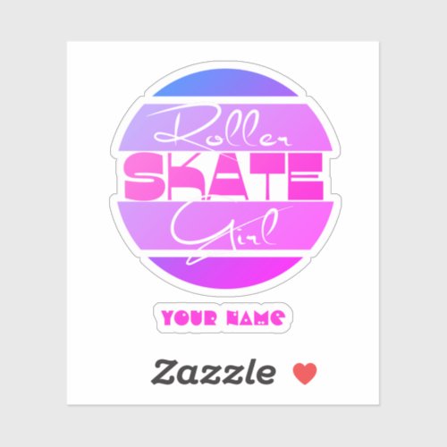 Roller skate girl pink Custom_Cut Vinyl Sticker