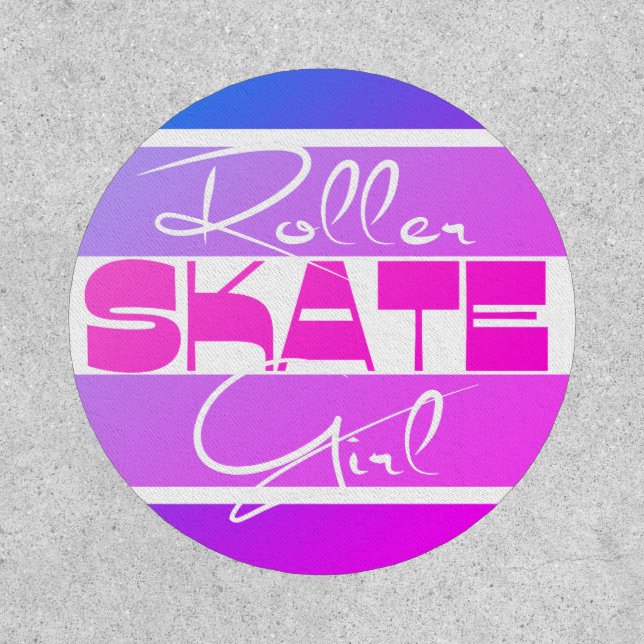 Roller skate girl pink Custom-Cut Vinyl Sticker Patch (Front)