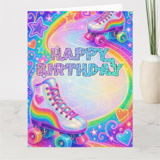 Roller Skate Glam Happy Birthday Card