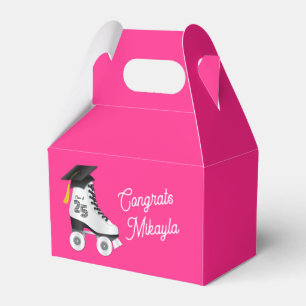 Roller Skate Graduation Party Skating Rink Pink Favor Boxes