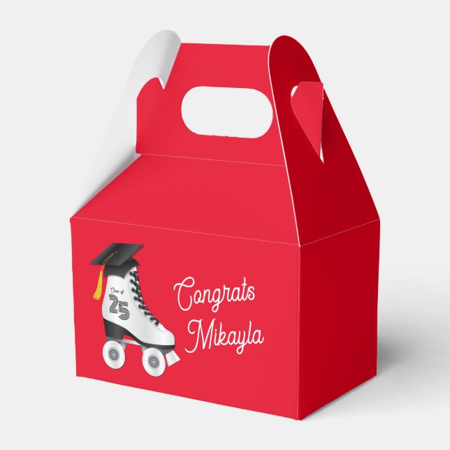 Roller Skate Graduation Party Skating Rink Red Favor Boxes (Front Side)