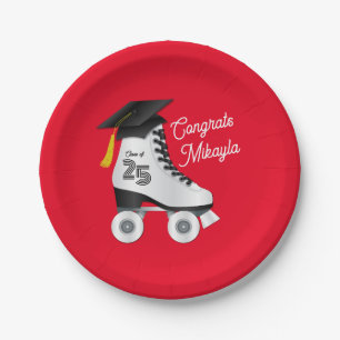 Roller Skate Graduation Party Skating Rink Red Paper Plates