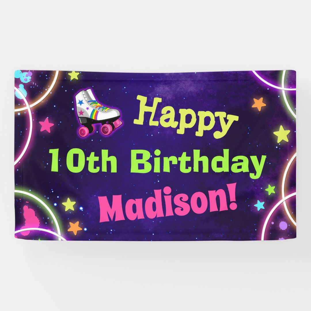 Roller Skate Happy Birthday Banner Zazzle