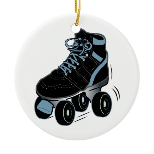 Roller Skate in Black Ceramic Ornament