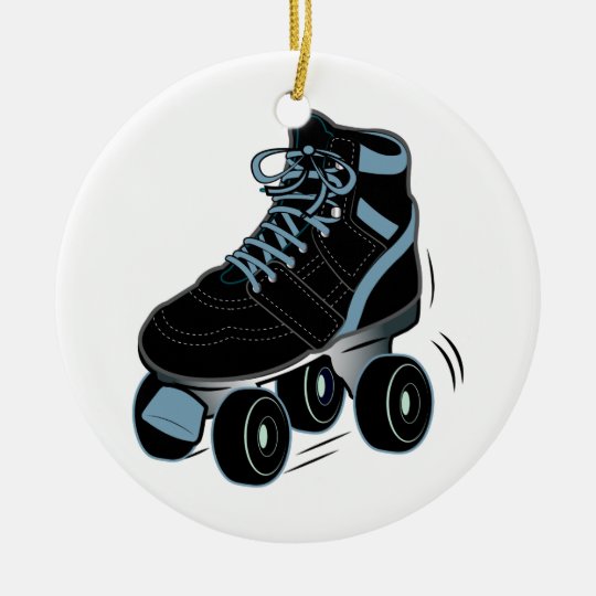 Roller Skate in Black Ceramic Ornament