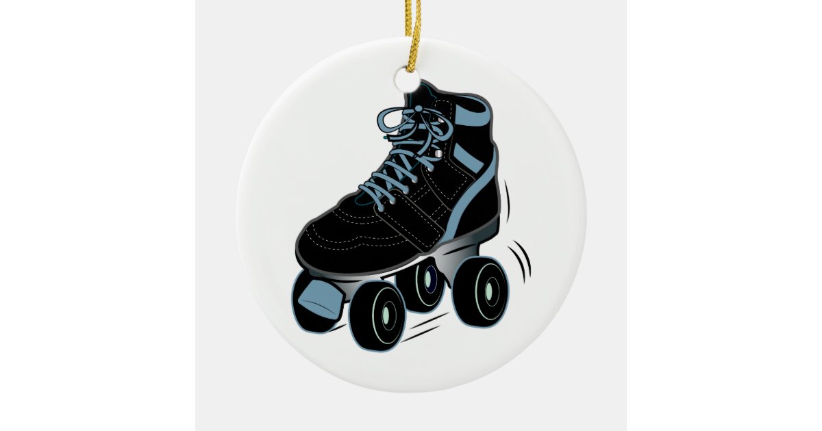 Roller Skate in Black Ceramic Ornament Zazzle