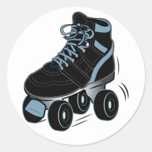Roller Skate in Black Classic Round Sticker