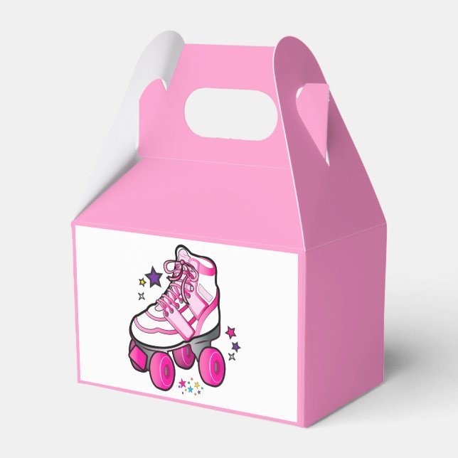 Roller Skate in Pink with Stars Favor Boxes (Front Side)