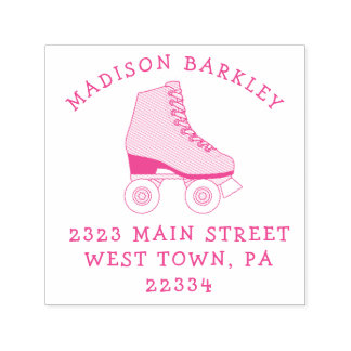 Roller Skate Kid Skating Return Address Stamp