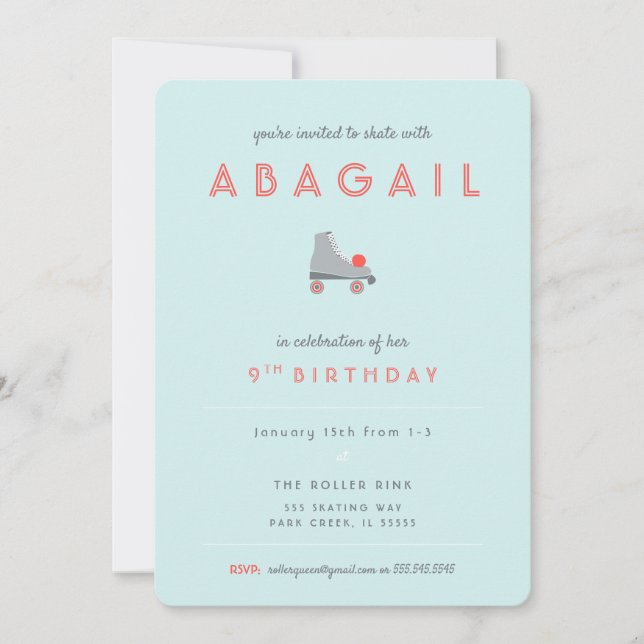 Roller Skate Party Invitation (Front)