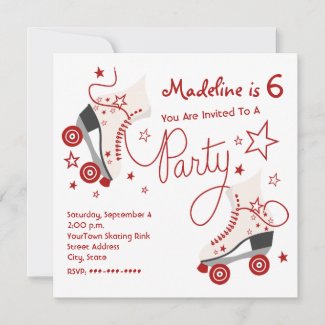 Roller Skate Party Invitation - Red