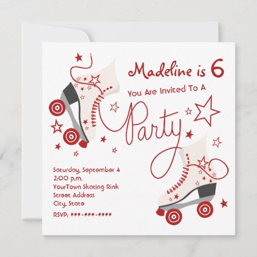 Roller Skate Party Invitation _ Red