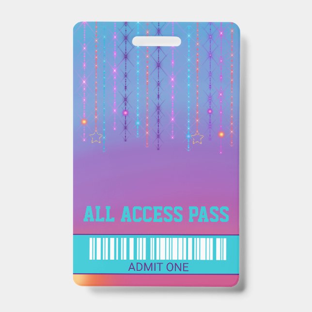 Roller SKate party, VIP Pass ,Invitation, Glitter Badge (Front)