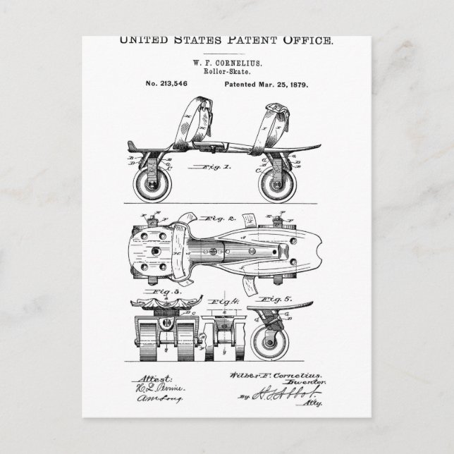 Roller Skate Patent  Paper Items Postcard (Front)