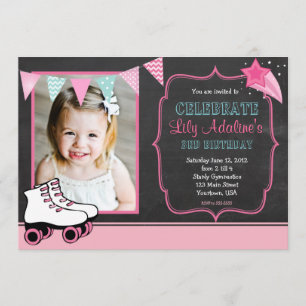 Roller Skate Pendants Birthday Invitation