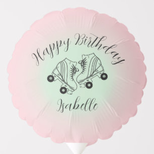 Roller Skate Pink Ombre Happy Birthday Balloon