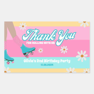 Roller skate Rainbow Birthday Favor box label
