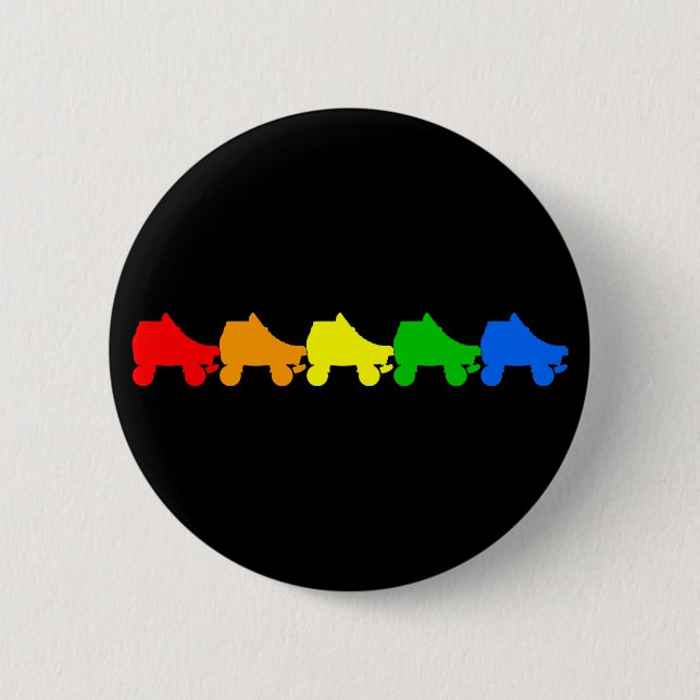 roller skate rainbow button (Front)