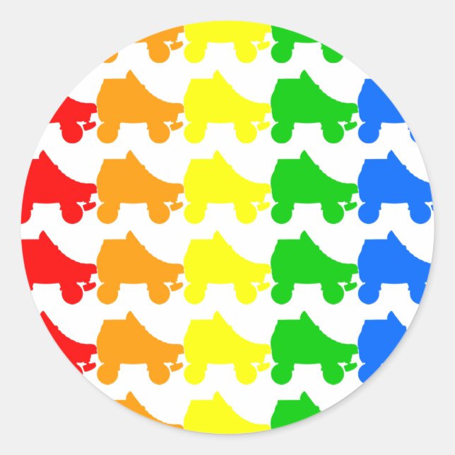 roller skate rainbow classic round sticker (Front)
