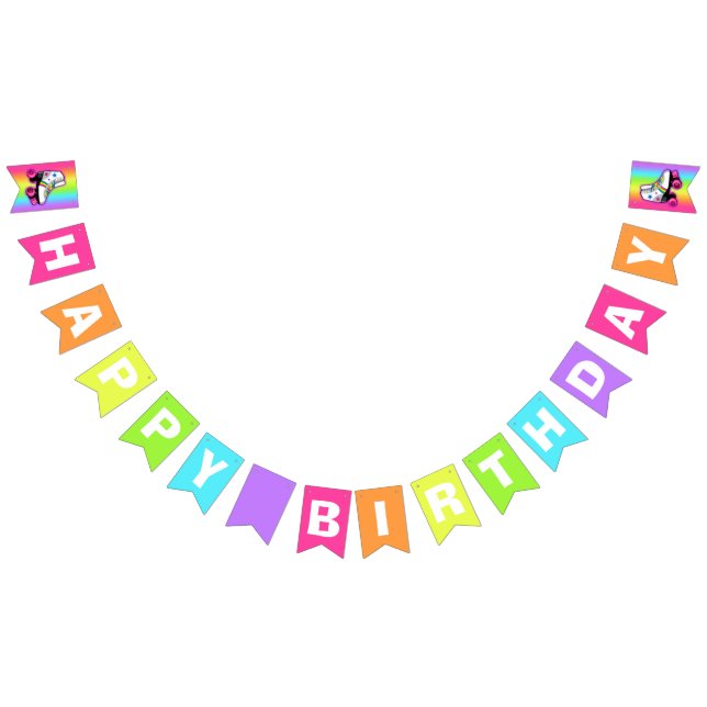 Roller Skate Rainbow Happy Birthday Banner (All)