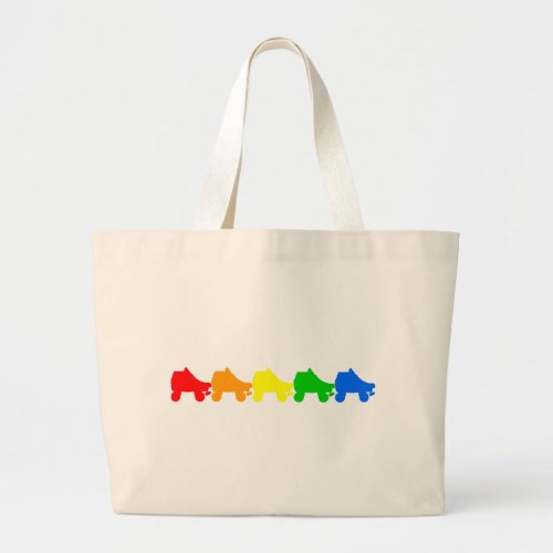 roller skate rainbow large tote bag