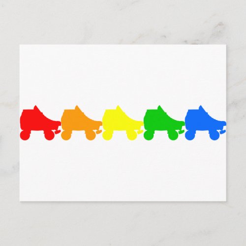 roller skate rainbow postcard