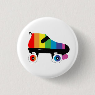 roller skate rainbow stripes button