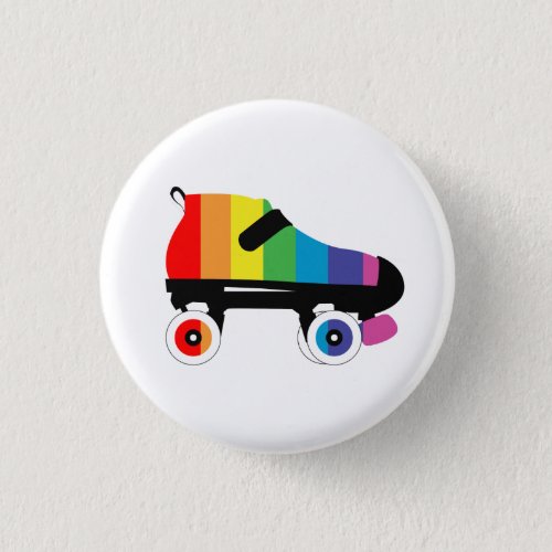 roller skate rainbow stripes button