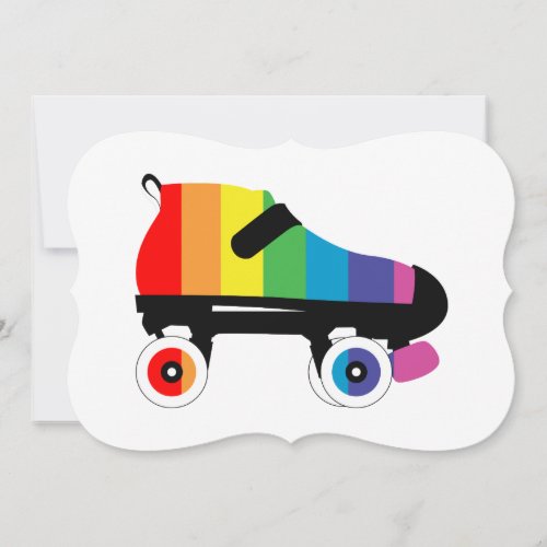 roller skate rainbow stripes invitation
