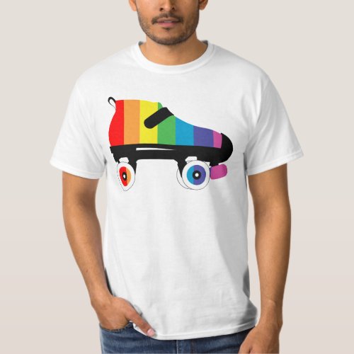 roller skate rainbow stripes T_Shirt