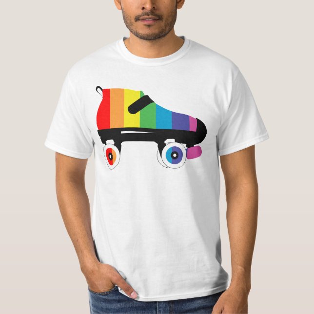 roller skate rainbow stripes T-Shirt (Front)