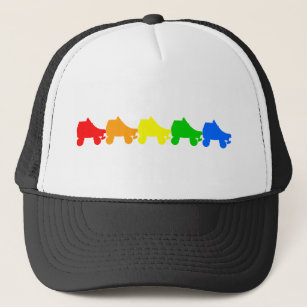 roller skate rainbow trucker hat