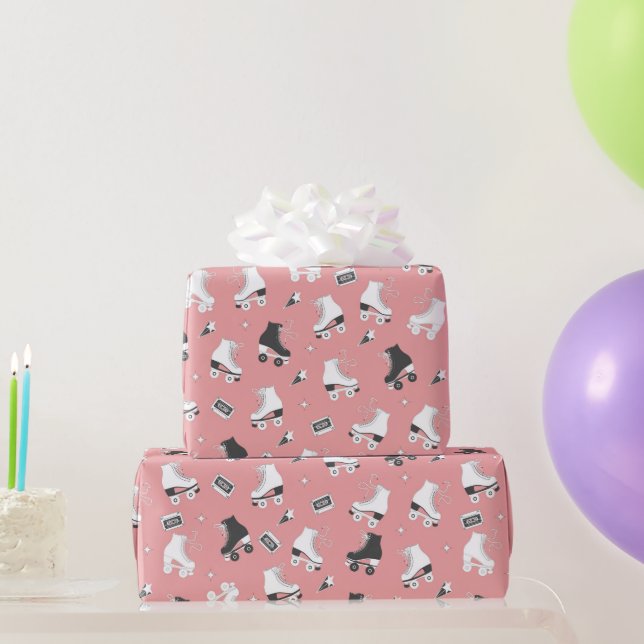 Roller skate Retro Pattern  Wrapping Paper (Party Gifts)