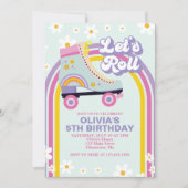 Roller skate Retro Rainbow Birthday Inv Invitation (Front)