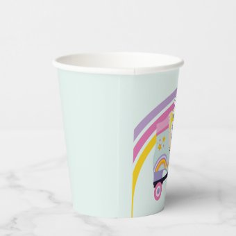 Roller skate Retro Rainbow Birthday Paper Cups | Zazzle