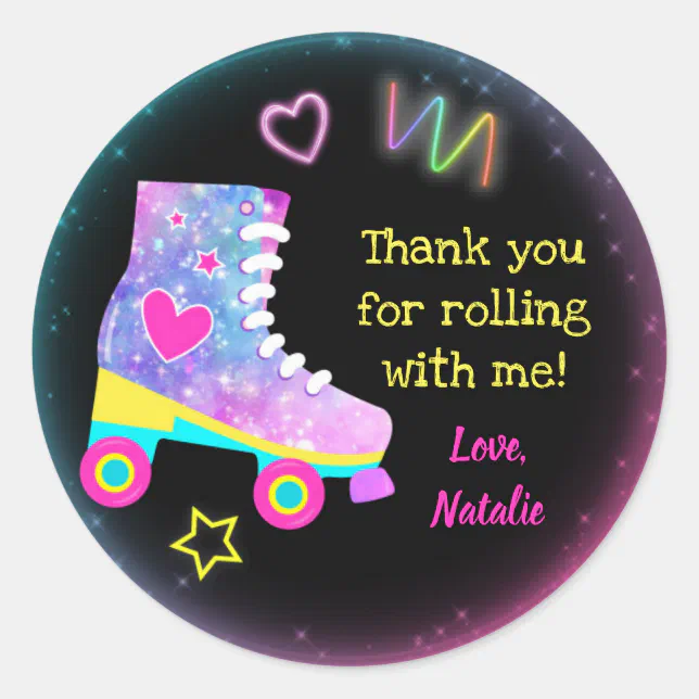 Roller Skate Skating Birthday Stickers Labels Zazzle