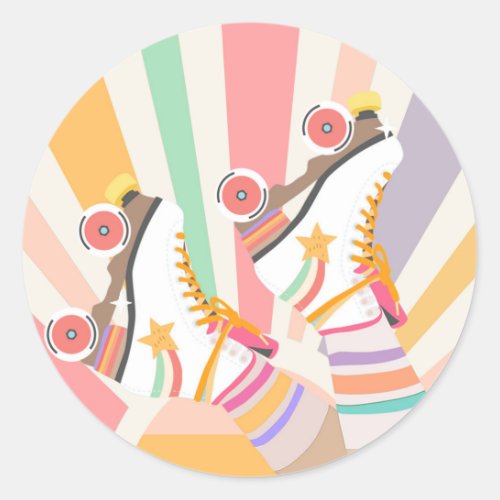 Roller Skate Skating Cupcake Topper Sticker Tag