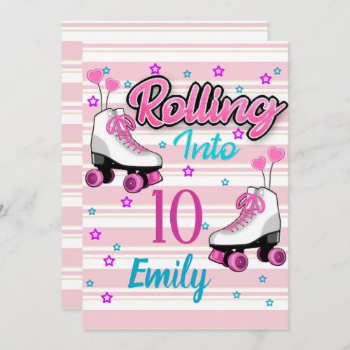 Roller Skate Skating Custom Birthday Invitation